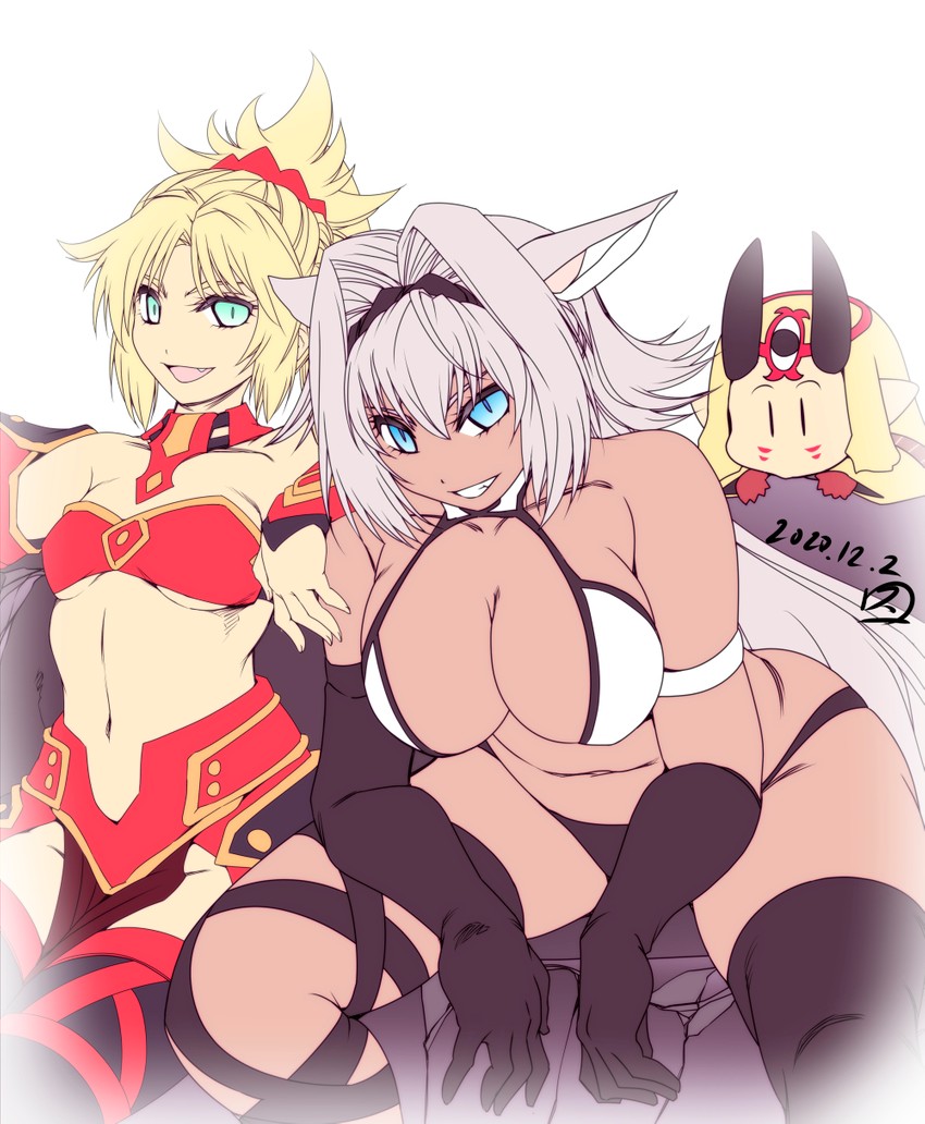 mordred, ibaraki douji, and caenis (fate and 1 more) drawn by hisahiko