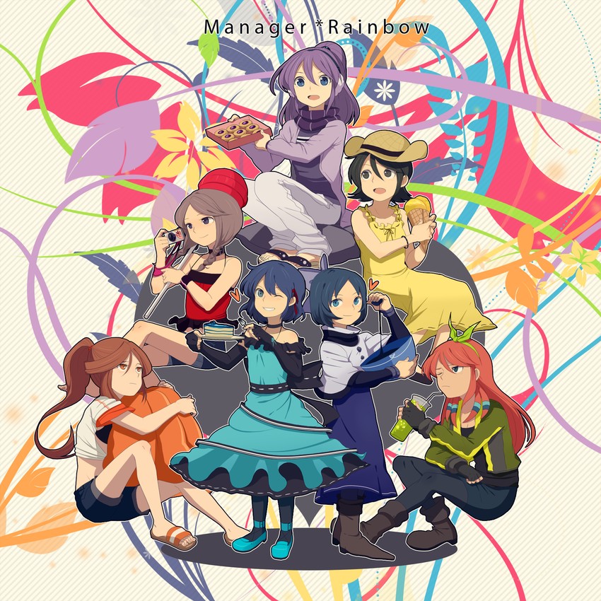 otonashi haruna, raimon natsumi, kudou fuyuka, kino aki, sorano aoi, and 2 more (inazuma eleven go and 1 more) drawn by laphy