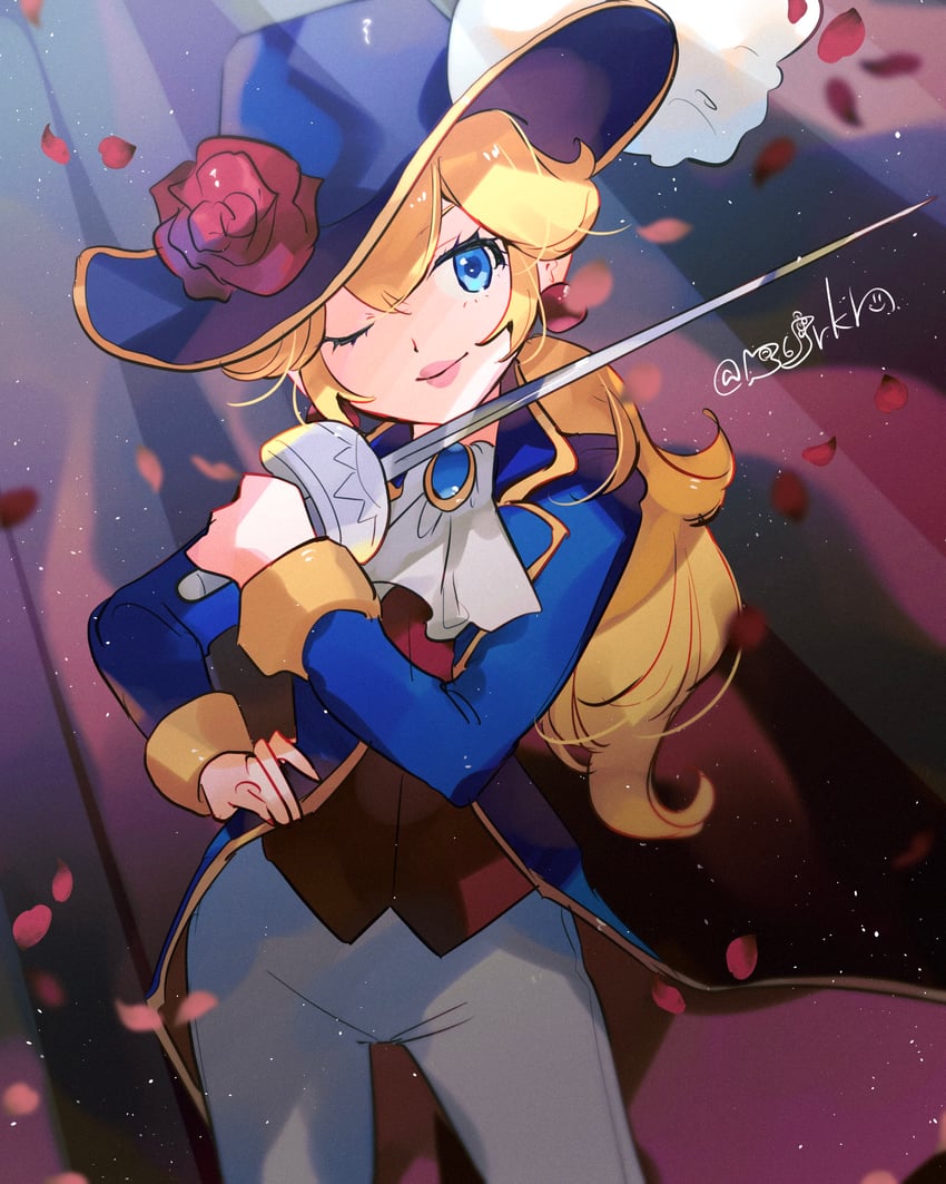 princess peach and swordfighter peach (mario and 1 more) drawn by hanaon