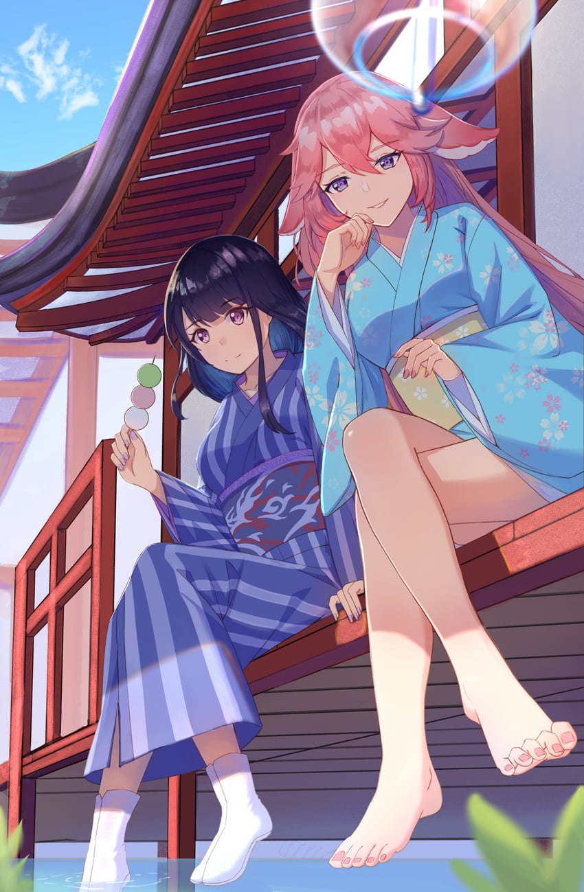 raiden shogun and yae miko (genshin impact) drawn by lan_qiandai