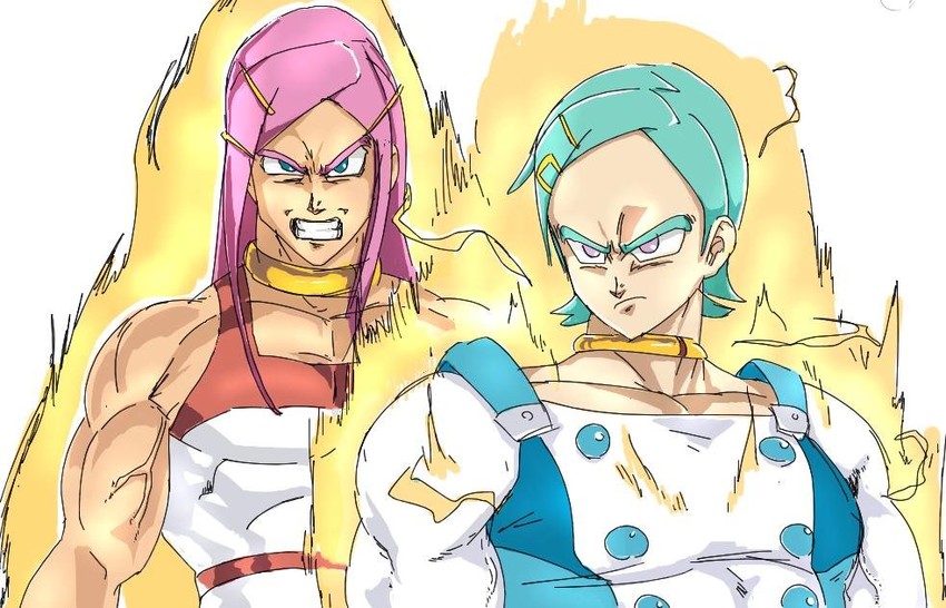 son goku, vegeta, eureka, and anemone (dragon ball and 2 more) drawn by jintetsu
