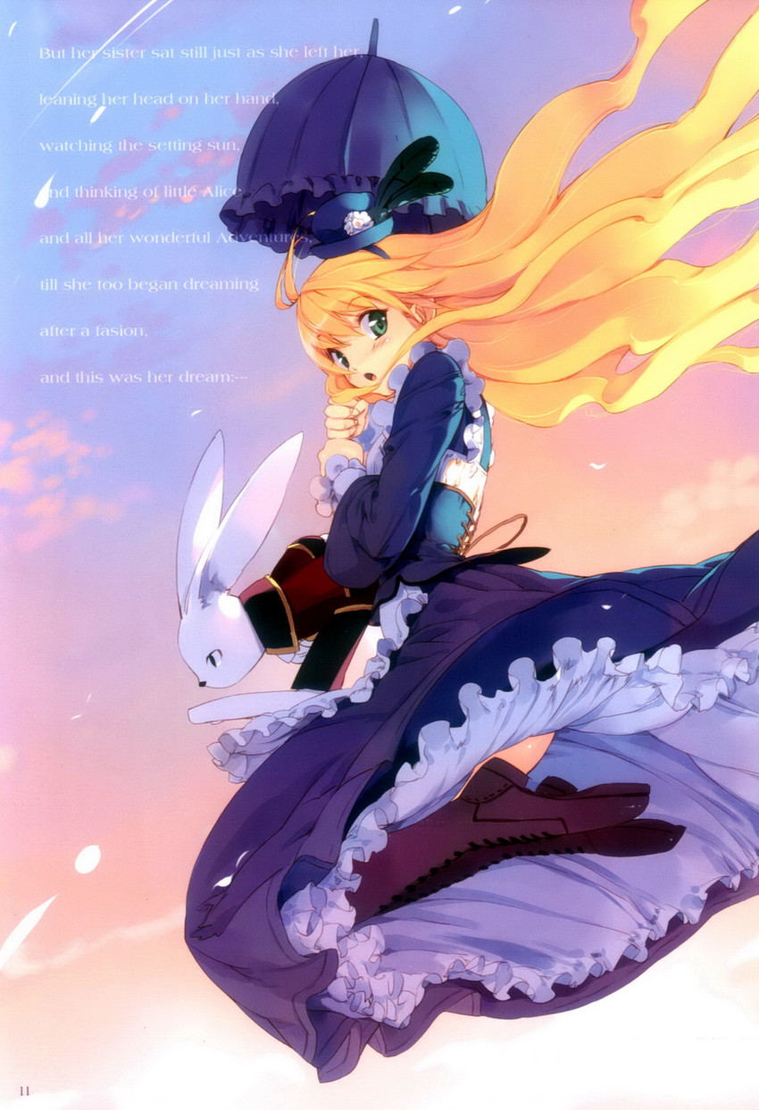 alice and white rabbit (alice's adventures in wonderland) drawn by ueda_ryou
