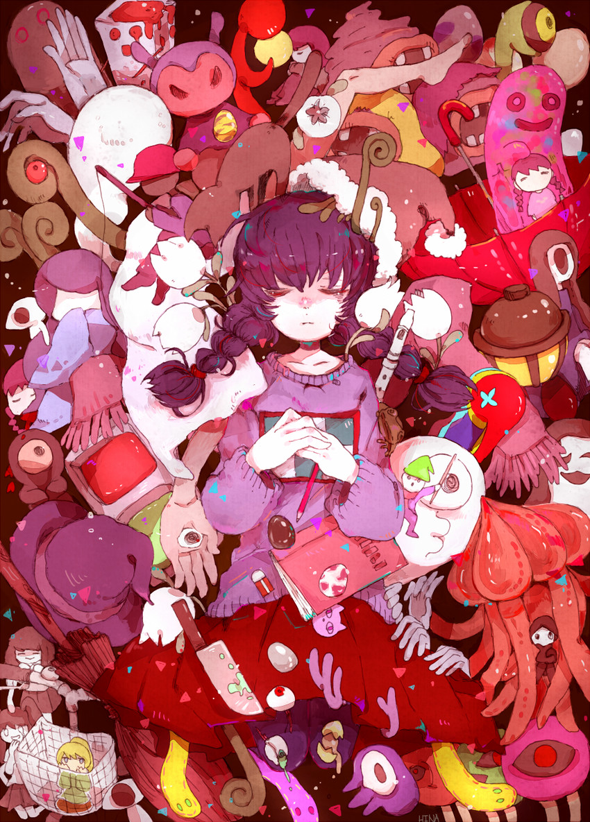 madotsuki, poniko, monoko, uboa, monoe, and 6 more (yume nikki) drawn by hina_(dadari)