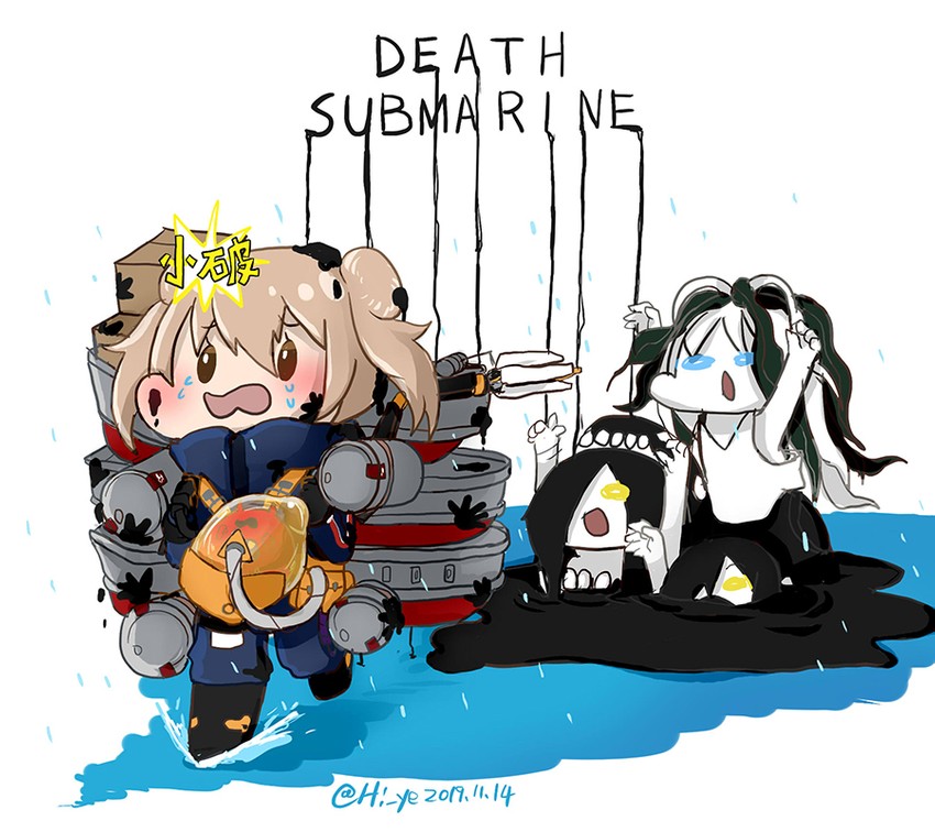 michishio, enemy lifebuoy, ka-class submarine, new submarine princess, sam porter bridges, and 2 more (kantai collection and 1 more) drawn by hi_ye