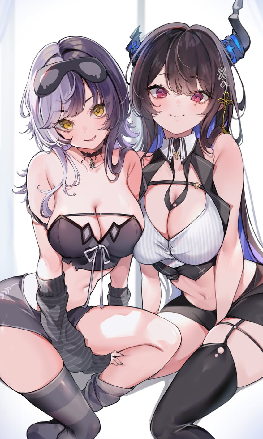 shiori novella and nerissa ravencroft (hololive and 1 more) drawn by oimo_0imo