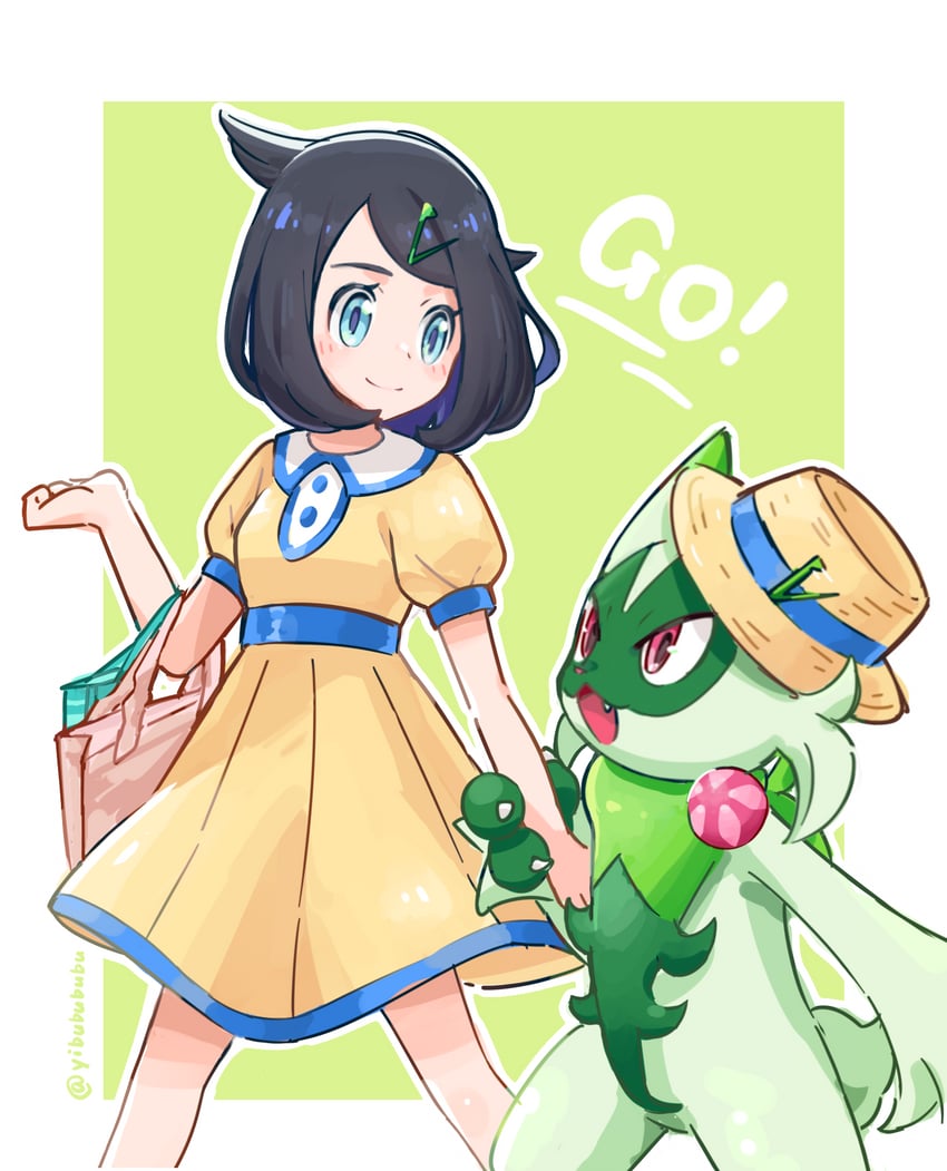 liko and floragato (pokemon and 1 more) drawn by yibuzhai