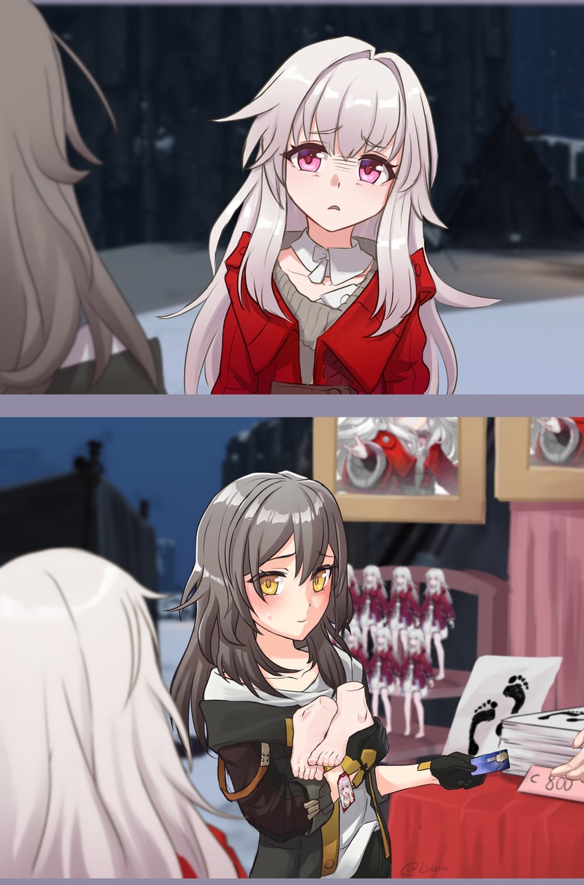 trailblazer, stelle, and clara (honkai and 1 more) drawn by luizhtx