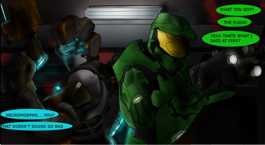 master chief and isaac clarke (halo and 2 more) drawn by pablo25705