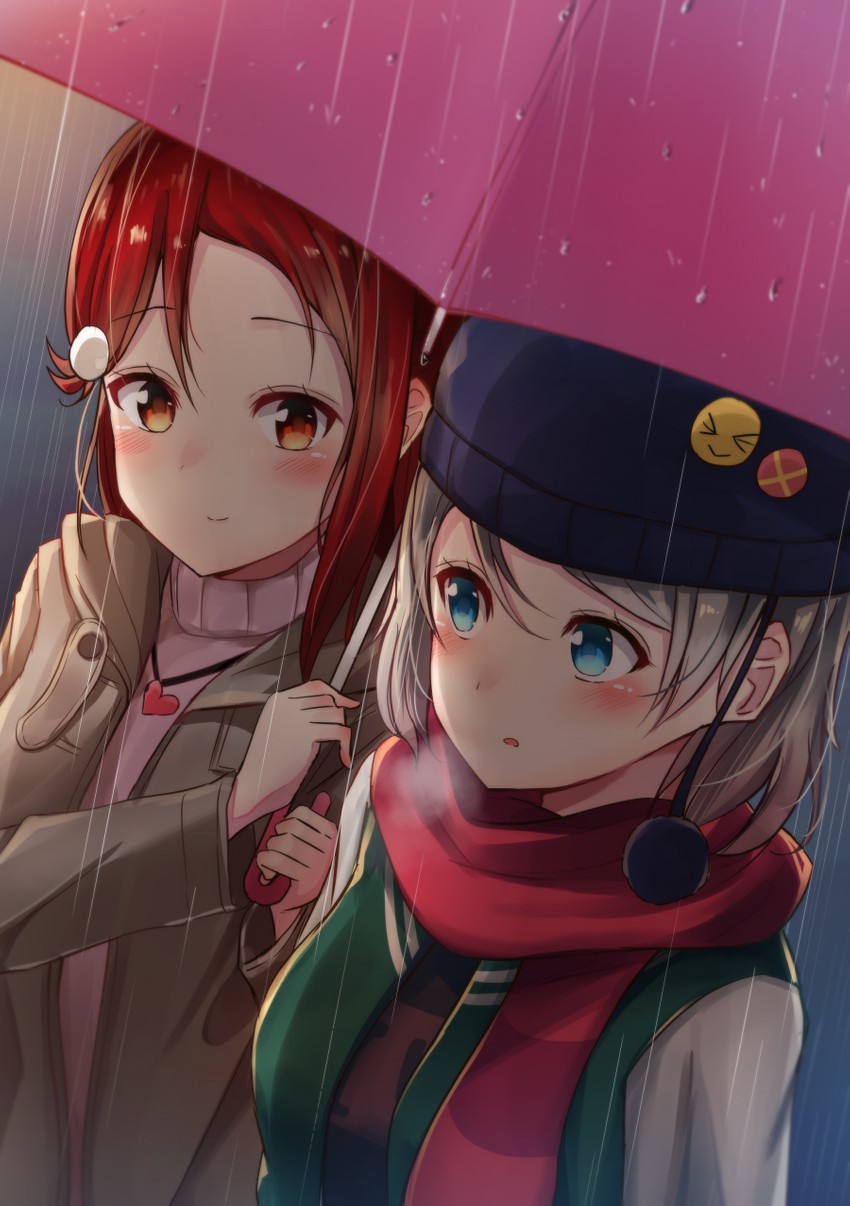 watanabe you and sakurauchi riko (love live! and 1 more) drawn by sonoko_neko