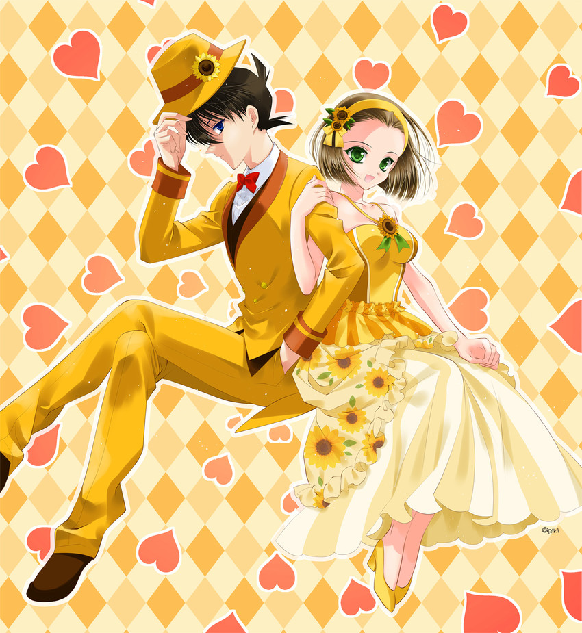 kudou shin'ichi and suzuki sonoko (meitantei conan) drawn by ito