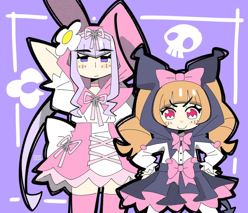 my melody, kuromi, ruru amour, and aisaki emiru (precure and 3 more) drawn by bourbunbun