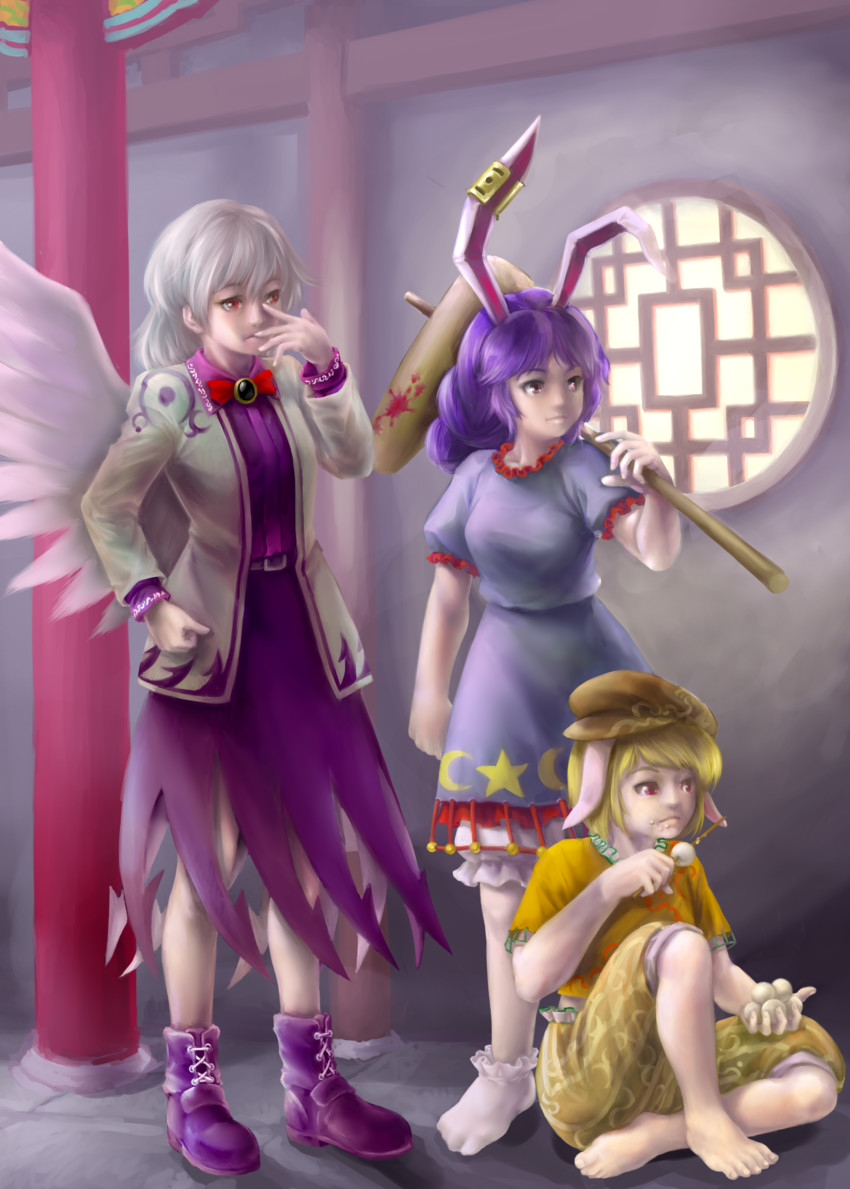 kishin sagume, seiran, and ringo (touhou) drawn by kawahagi_modoki