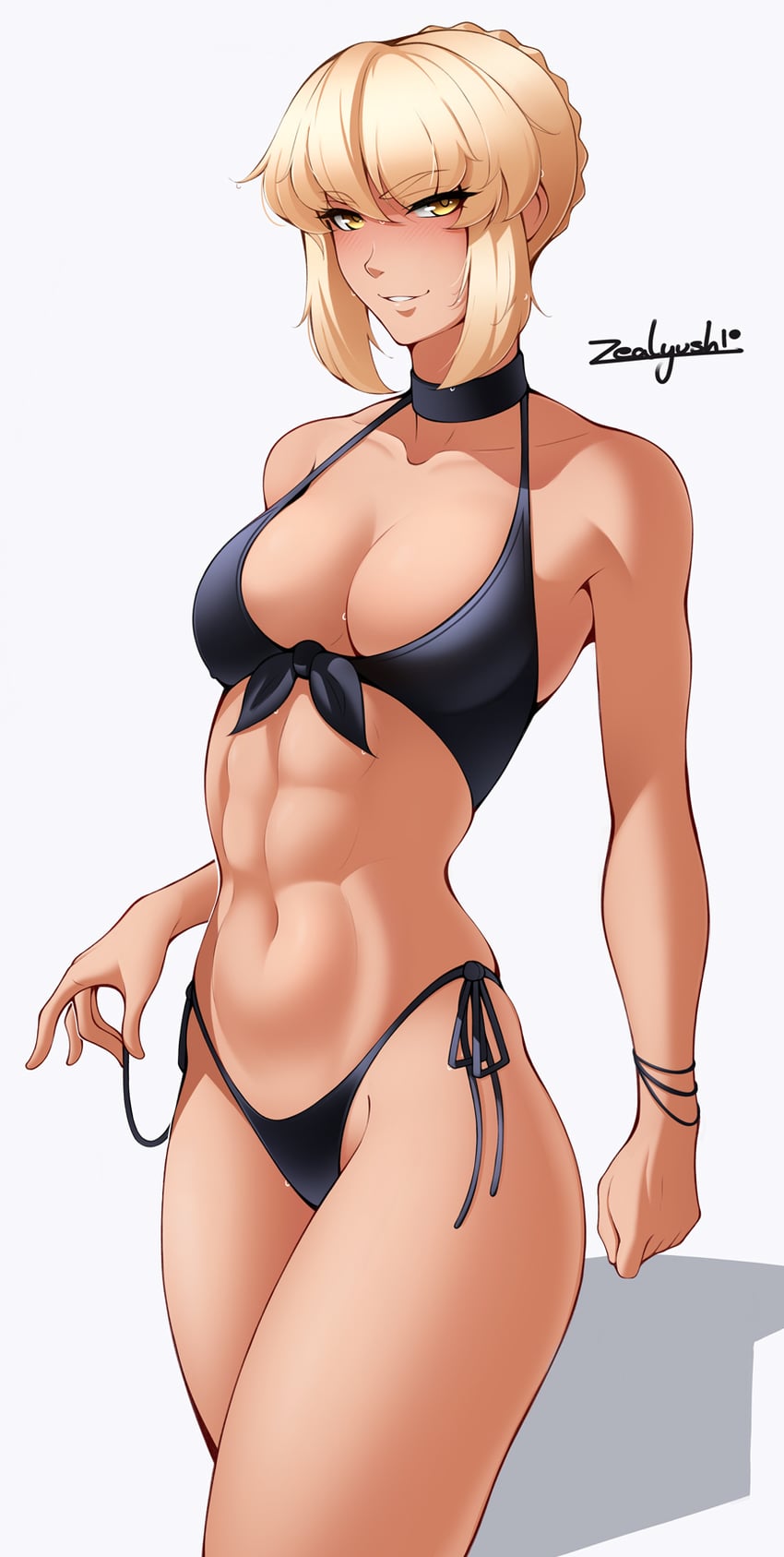 artoria pendragon and saber alter (fate and 1 more) drawn by zealyush