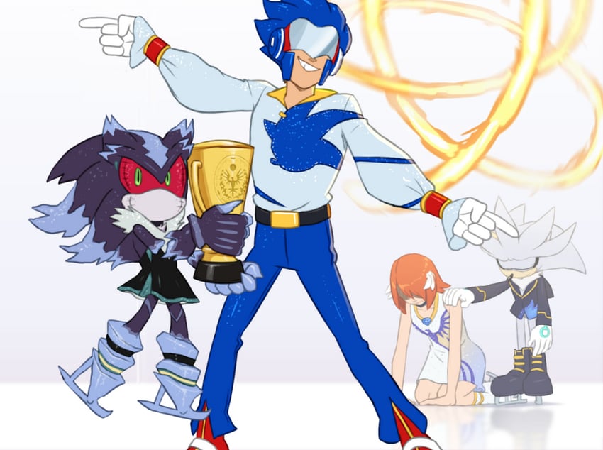 sonic the hedgehog, silver the hedgehog, princess elise the third, mephiles the dark, and sonic man (sonic and 1 more) drawn by joeadok
