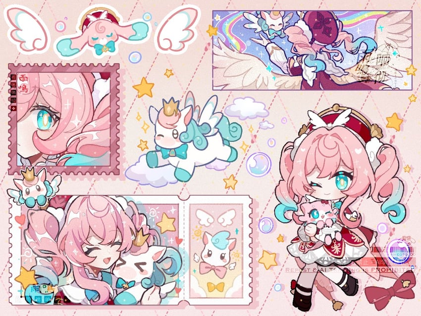 hyacine and little ica (honkai and 1 more) drawn by ameoto_00