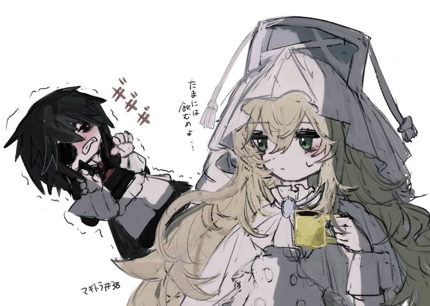 mikuni oriko and kure kirika (mahou shoujo madoka magica and 1 more) drawn by a_umanee