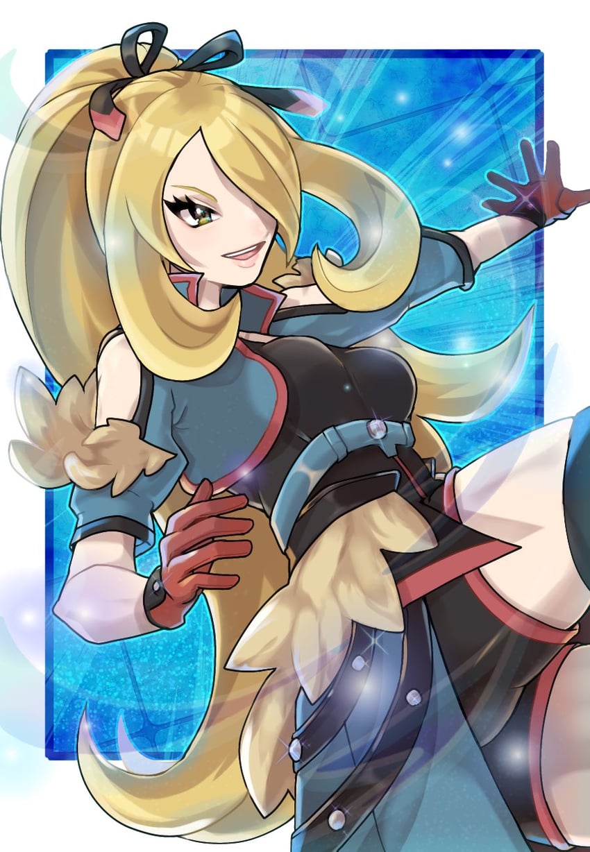 cynthia (pokemon and 1 more) drawn by fu_(tk1189227dhy)