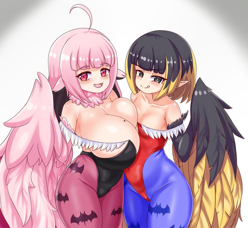 morrigan aensland, jubjub, and thunderbird (original and 1 more) drawn by nav_(itsnav)