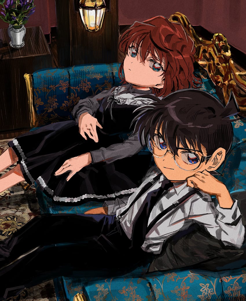 edogawa conan and haibara ai (meitantei conan) drawn by segami