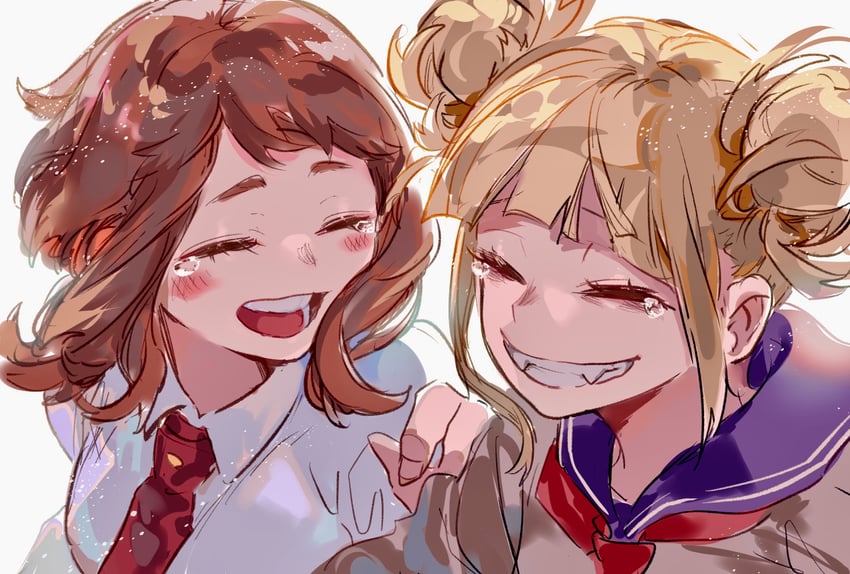 uraraka ochaco and toga himiko (boku no hero academia) drawn by akiyama_youkou