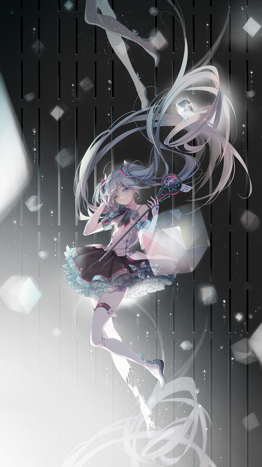 hatsune miku and magical mirai miku (vocaloid and 1 more) drawn by eyokiki