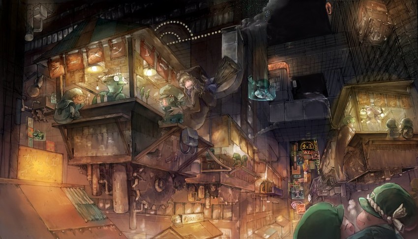 kirisame marisa and kawashiro nitori (touhou) drawn by jatomaru