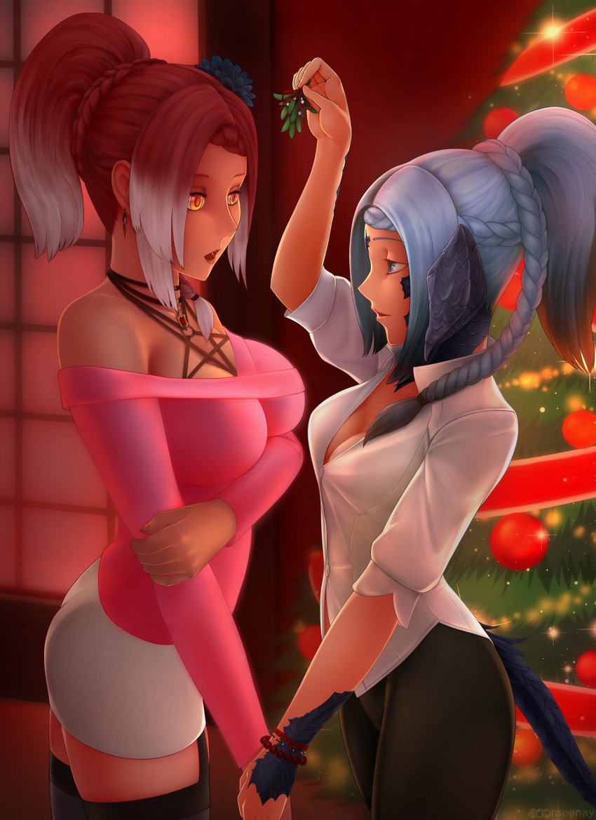 warrior of light and miu (final fantasy and 1 more) drawn by raeenay