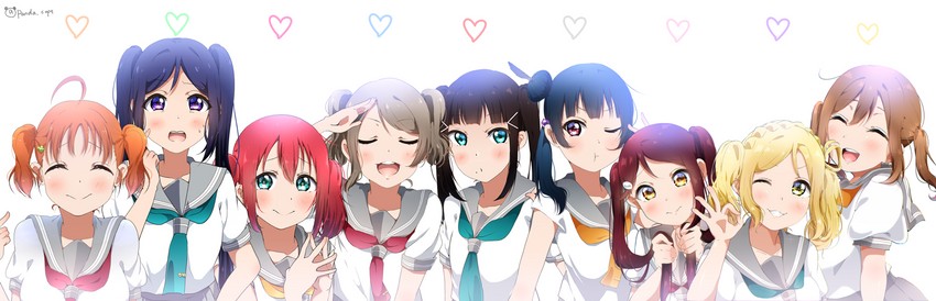 watanabe you, tsushima yoshiko, sakurauchi riko, takami chika, matsuura kanan, and 4 more (love live! and 1 more) drawn by panda_copt