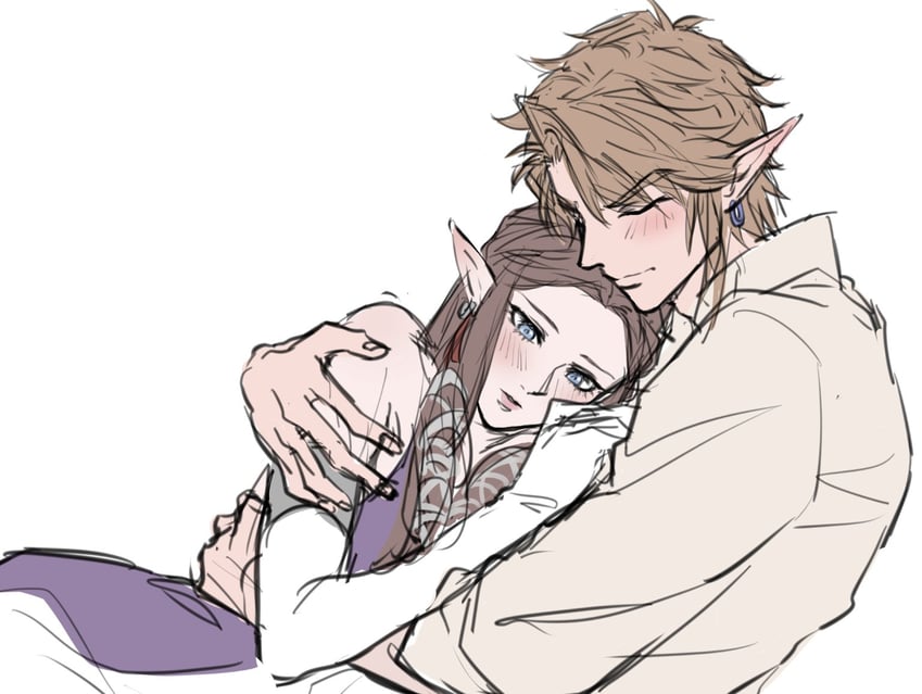 link and princess zelda (the legend of zelda and 1 more) drawn by kurokawa_karasu