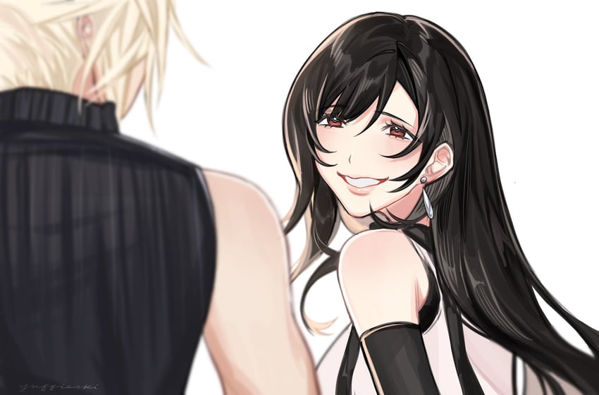 tifa lockhart and cloud strife (final fantasy and 2 more) drawn by yuffieski