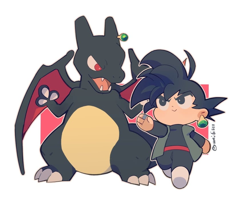 charizard and goku black (pokemon and 2 more) drawn by windylie
