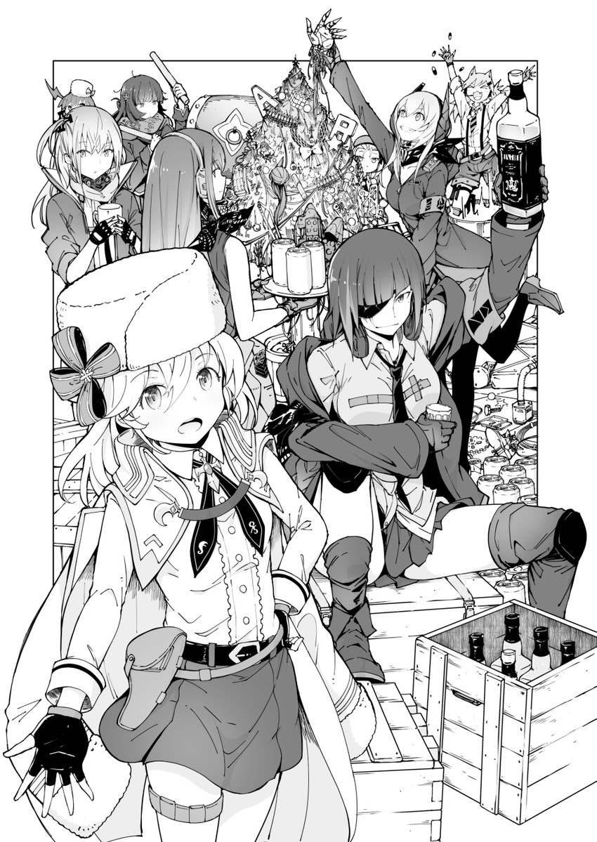 m16a1, m4a1, m4 sopmod ii, st ar-15, nagant revolver, and 4 more (girls' frontline) drawn by mishima_hiroji