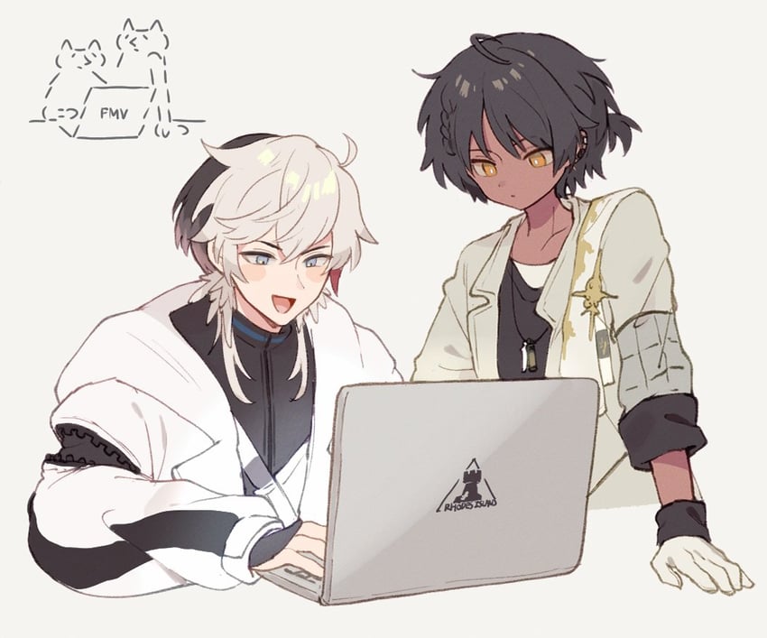 thorns, elysium, and mona (arknights and 1 more) drawn by arouni22