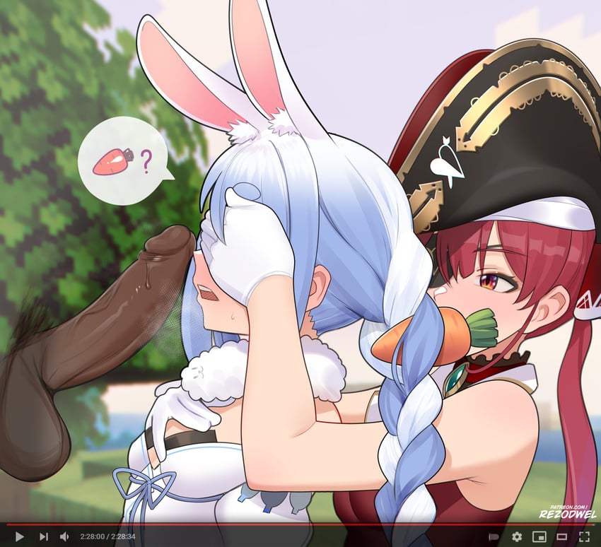 houshou marine and usada pekora (hololive) drawn by rezodwel