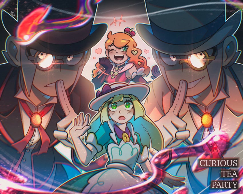 lillie, sonia, ingo, and emmet (pokemon and 1 more) drawn by m-hex