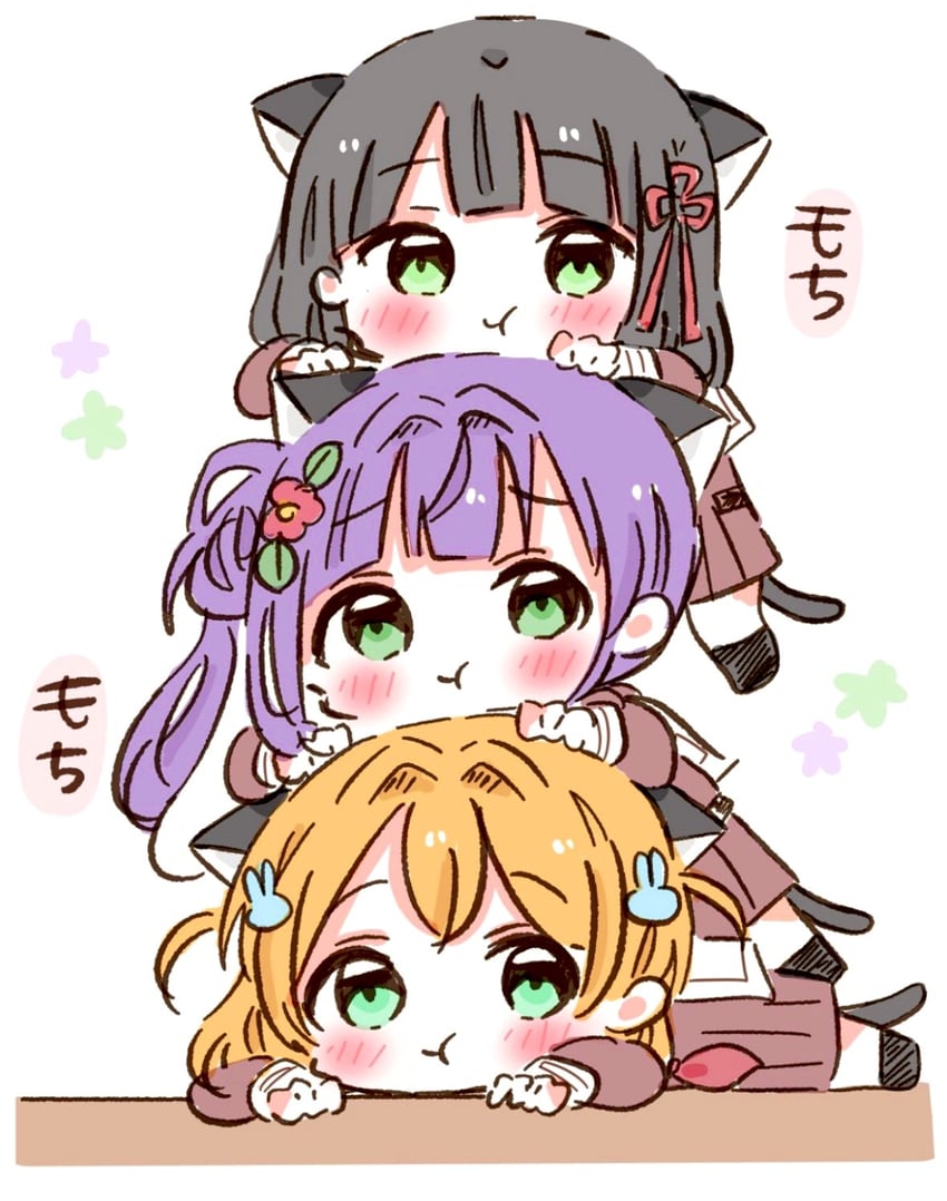 hinoshita kaho, otomune kozue, and momose ginko (love live! and 1 more) drawn by momo_nosabu