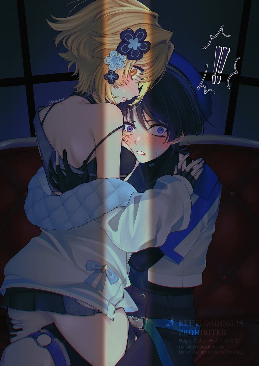 lumine and scaramouche (genshin impact) drawn by amano_hotaru_(hotaama)