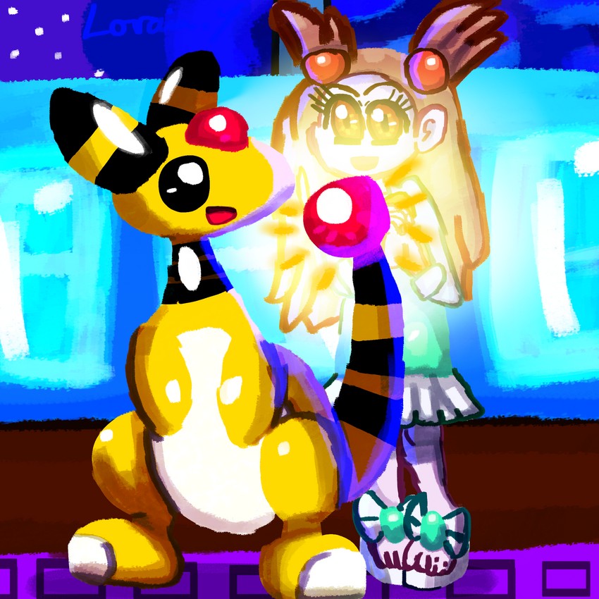 jasmine and ampharos (pokemon and 1 more) drawn by gameartist1993
