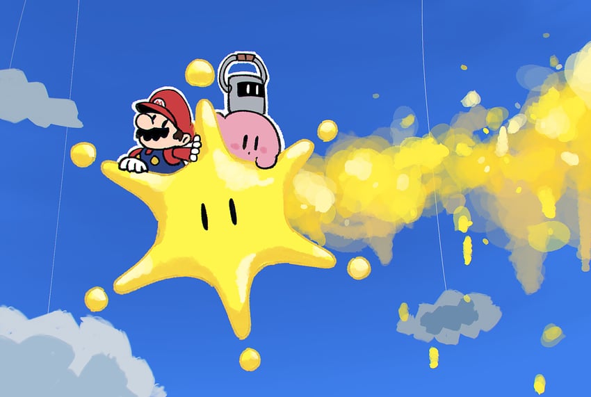 kirby, mario, paper mario, and huey (mario and 3 more) drawn by suyasuyabi
