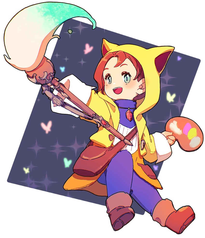 krile baldesion and pictomancer (final fantasy and 1 more) drawn by naekam