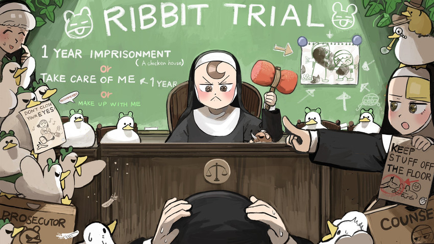 clumsy nun, froggy nun, spicy nun, and sheep nun (little nuns) drawn by diva_(hyxpk)