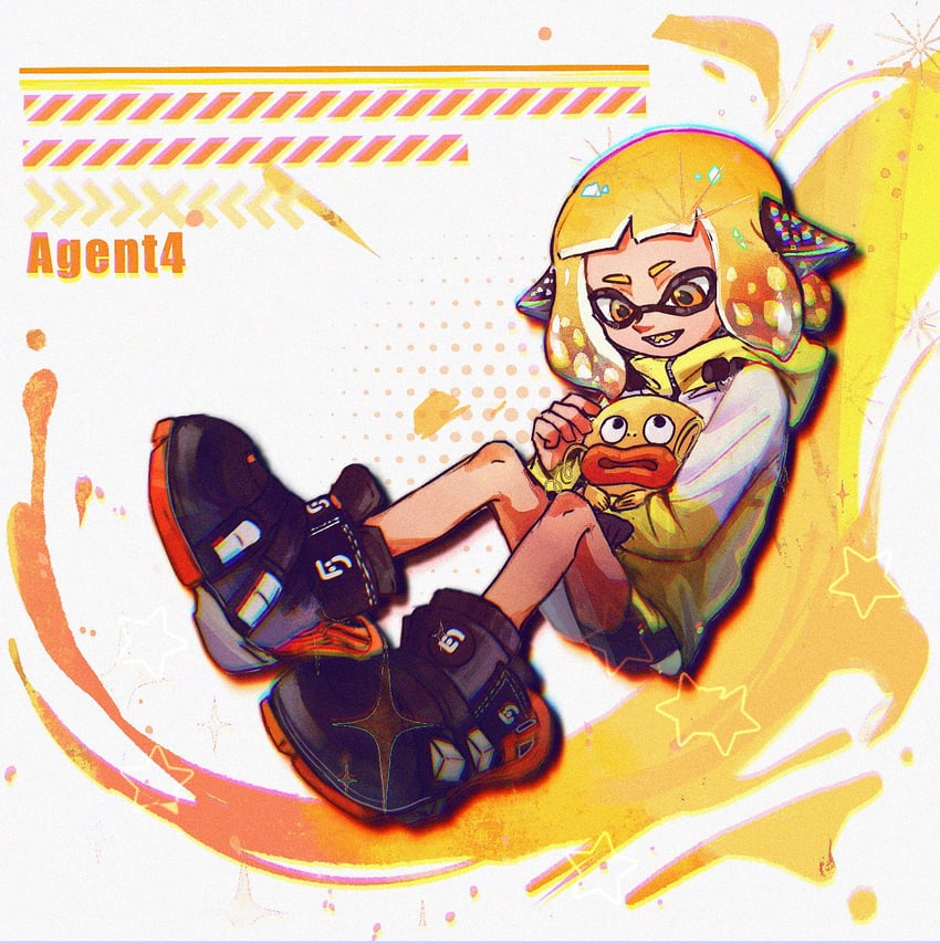 inkling player character, inkling girl, agent 4, and zapfish (splatoon and 1 more) drawn by gucandiyi52092