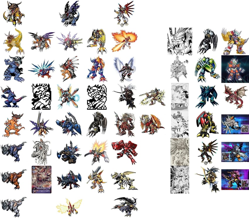 wargreymon, greymon, metalgreymon, shinegreymon, blackwargreymon, and 38 more (digimon and 6 more)