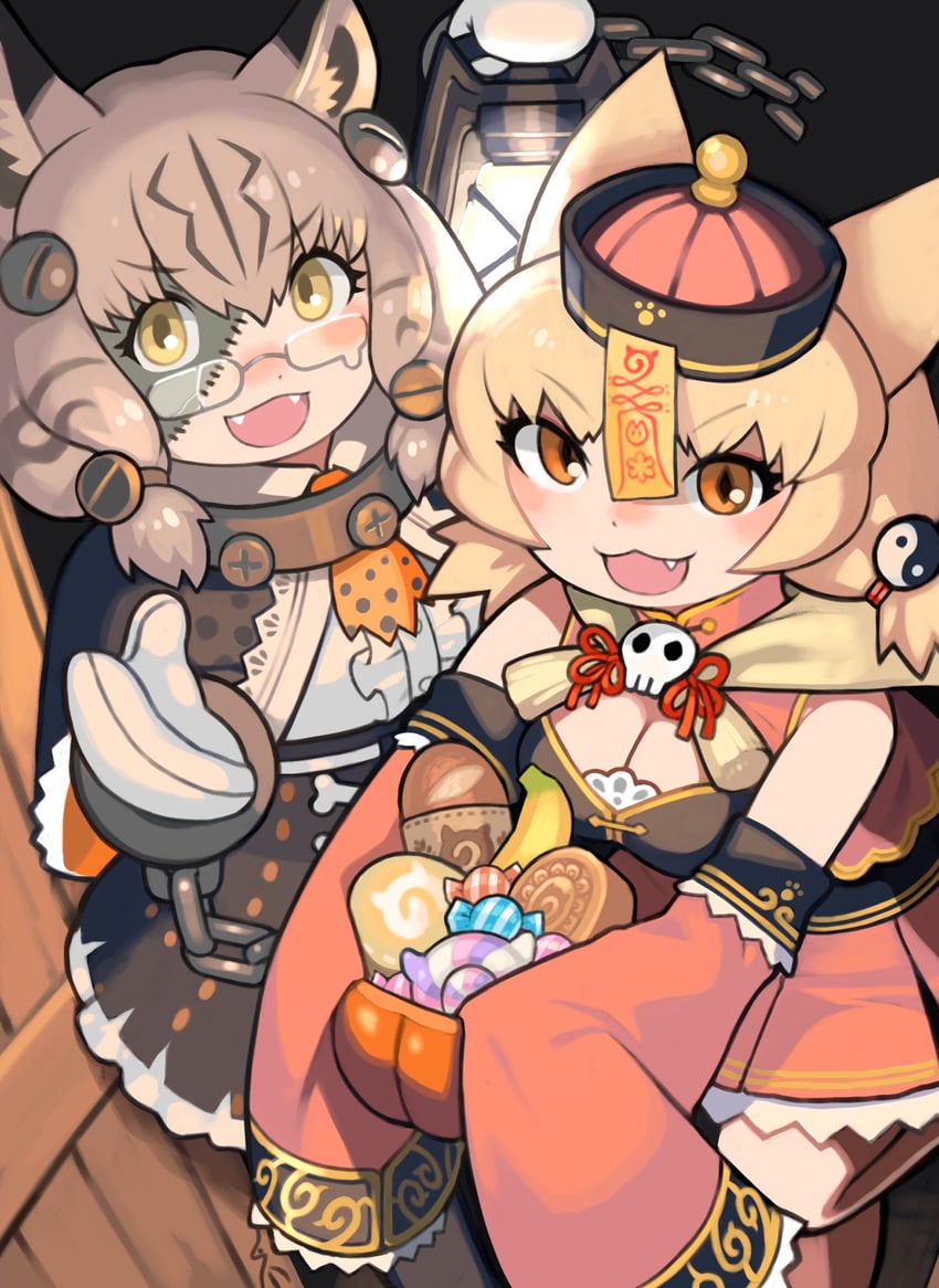 frankenstein's monster, eurasian lynx, and pale fox (kemono friends) drawn by rinx