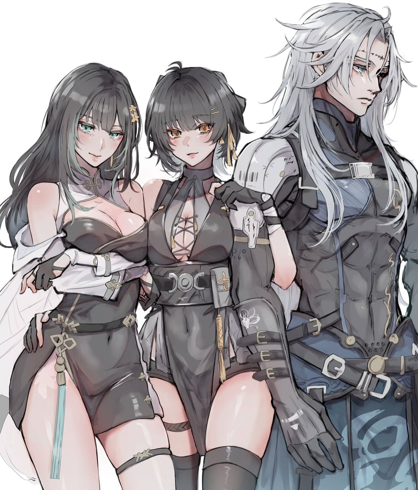 rover, female rover, baizhi, and calcharo (wuthering waves) drawn by poipoi_poip