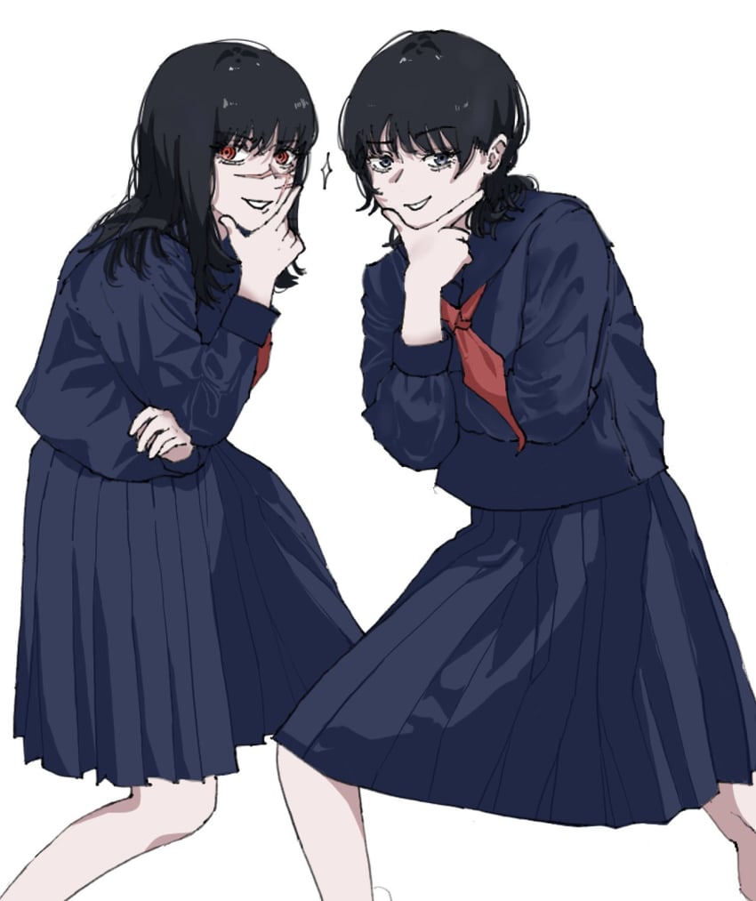 yoru and mitaka asa (chainsaw man) drawn by moti1250
