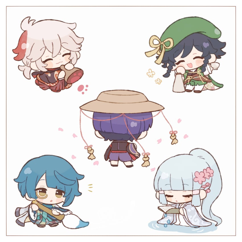 scaramouche, venti, kamisato ayaka, kaedehara kazuha, kuronushi, and 4 more (genshin impact) drawn by yuita-kun