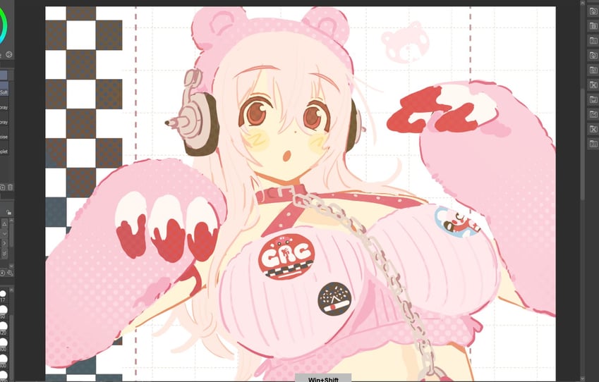 super sonico, gloomy bear, and grg x super sonico (nitroplus and 1 more) drawn by mota_(motaberrie)