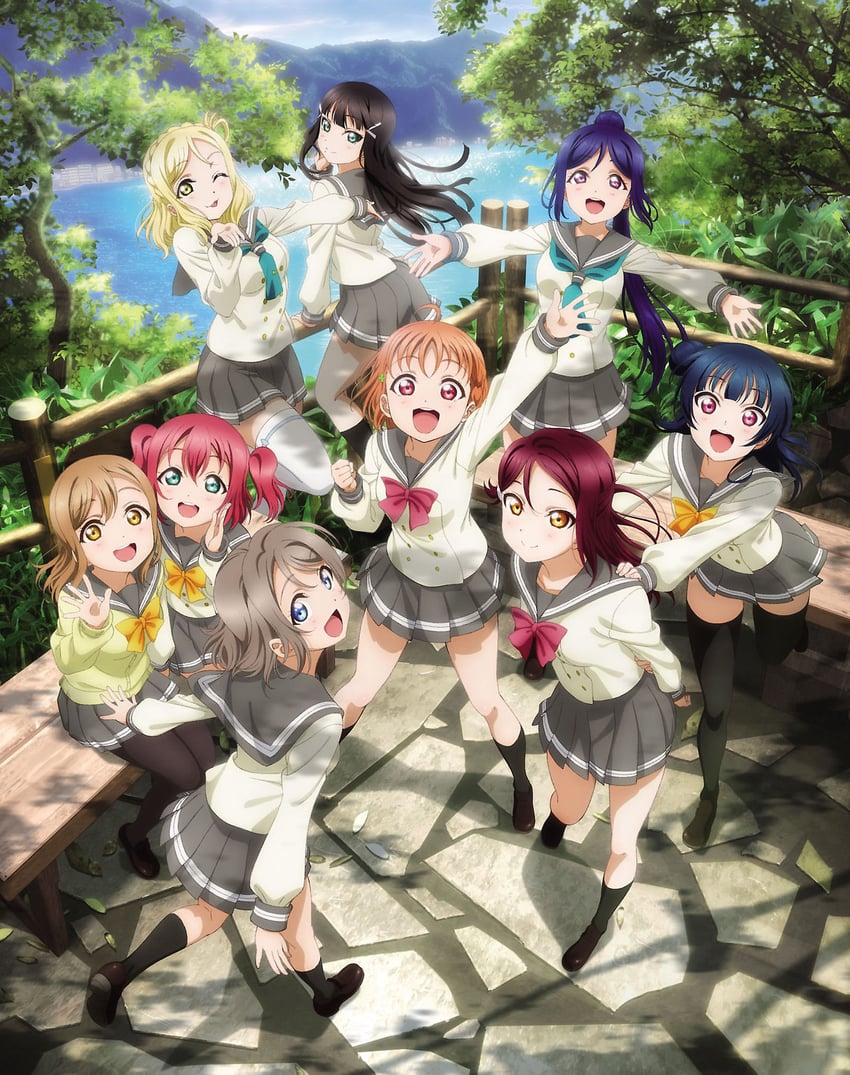 watanabe you, tsushima yoshiko, sakurauchi riko, takami chika, matsuura kanan, and 4 more (love live! and 1 more)