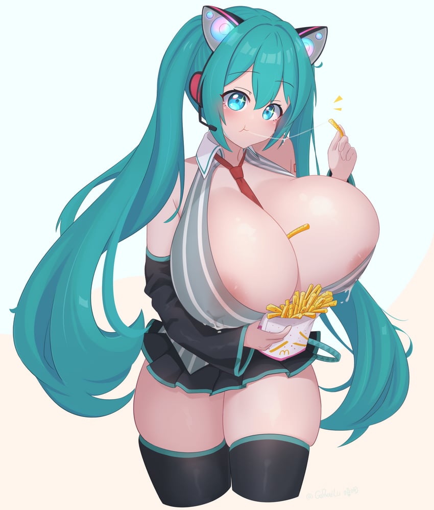 hatsune miku (vocaloid and 2 more) drawn by gabai